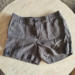 Banana Republic Brown Rolled-Hem Linen-Blend Shorts